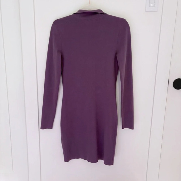 Aritzia Sunday Best Ralph Bodycon Long Sleeve Polo Mini Dress Violet Haze Size M - Picture 3 of 6